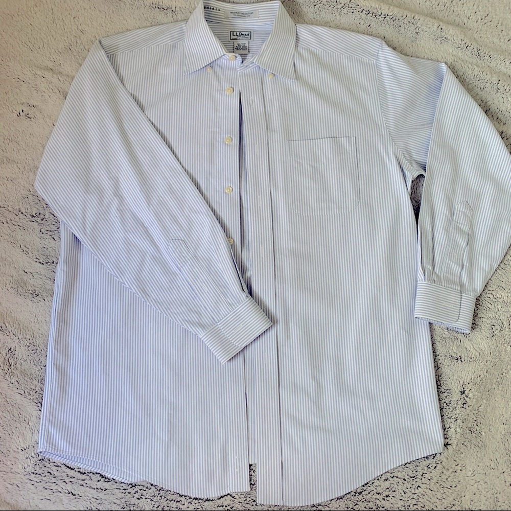 LL Bean wrinkle resistant traditional fit striped Oxford shirt size 15.5 33